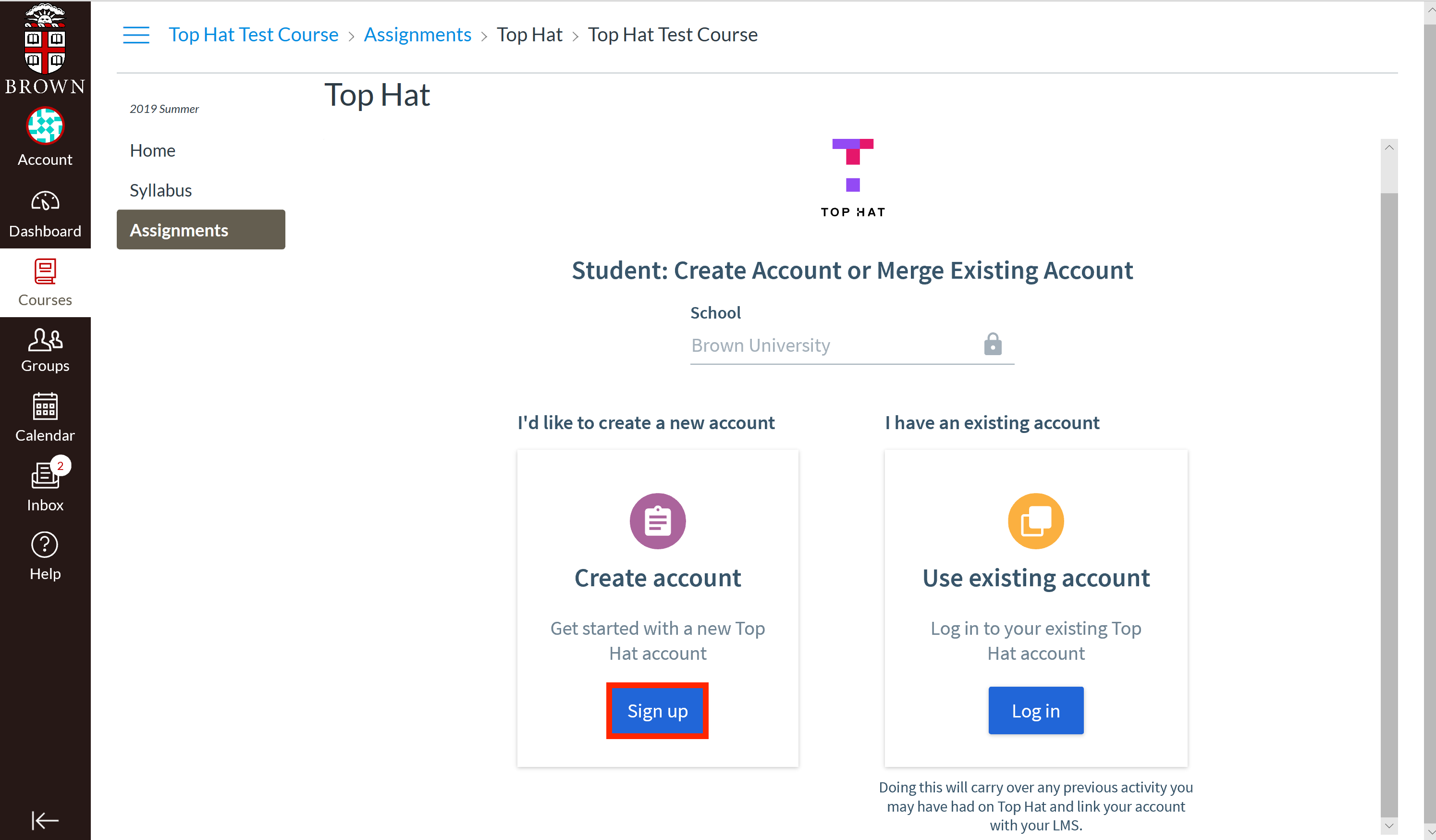 Brown University - Single Sign-On Account Setup