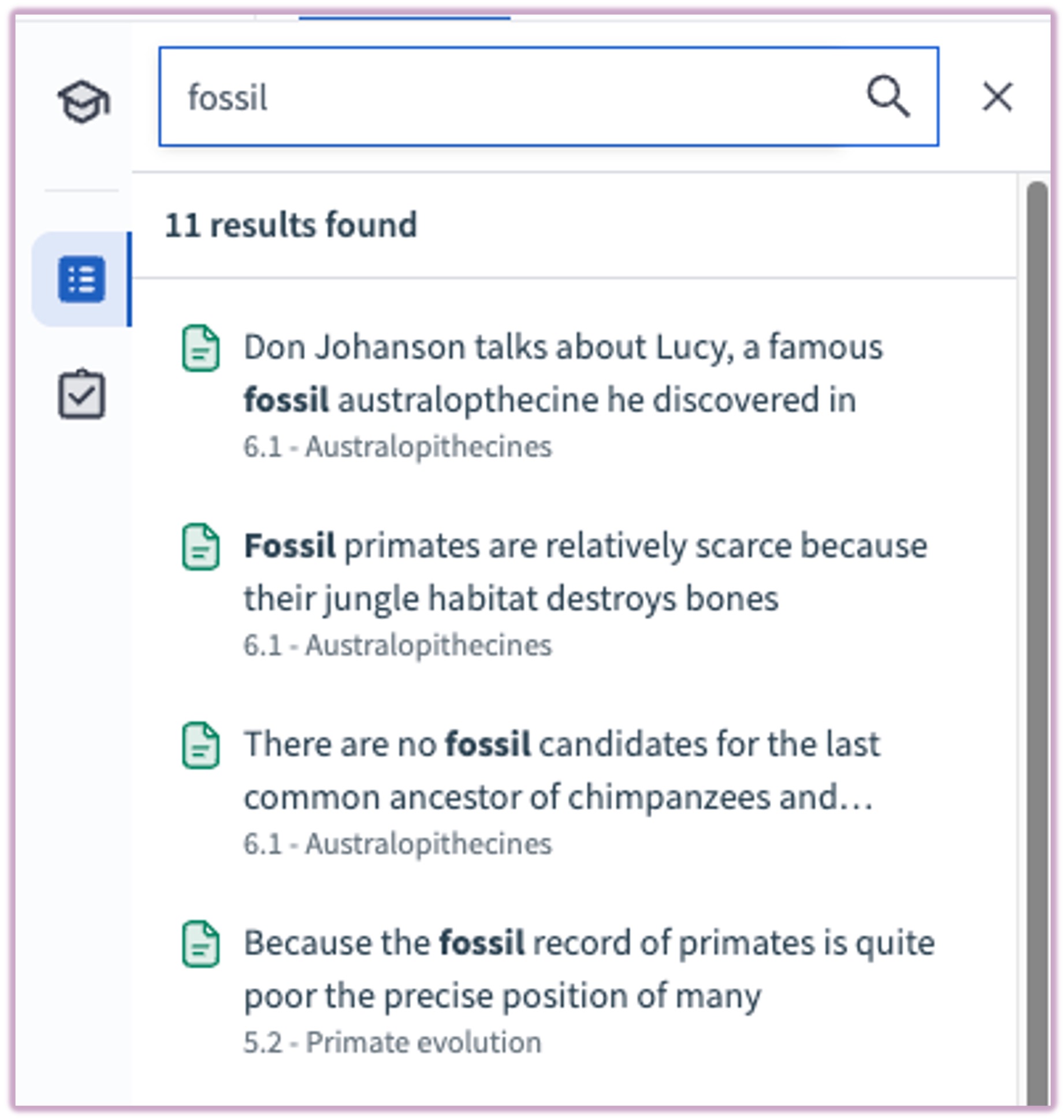 Student: Content Search