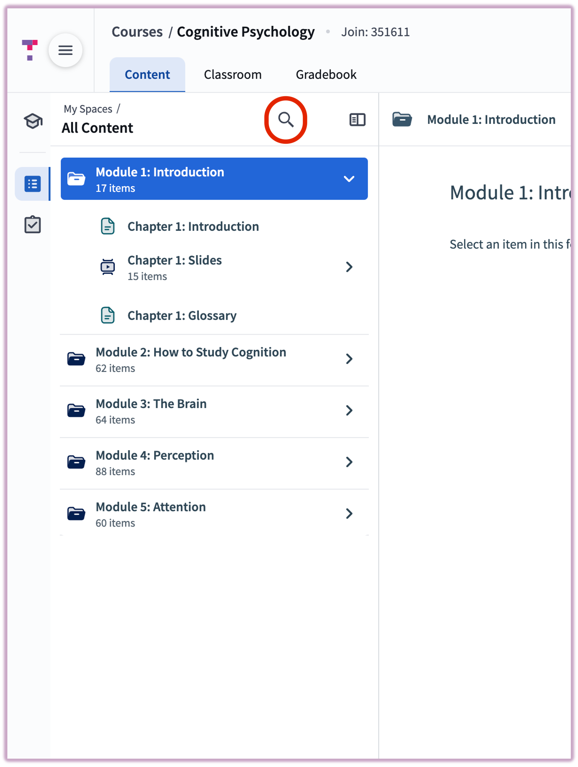 Educator: Content Search