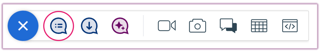 The interactive elements toolbar with the question creation icon highlighted.