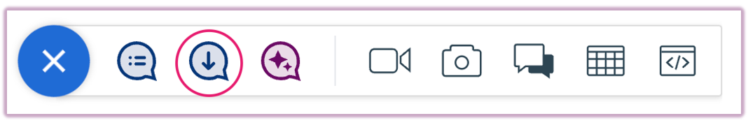 The interactive elements toolbar with the import question icon highlighted.