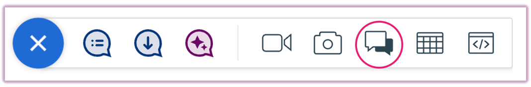 The interactive elements toolbar in Top Hat Pages with the speech bubble icon for 'Discussion' highlighted.