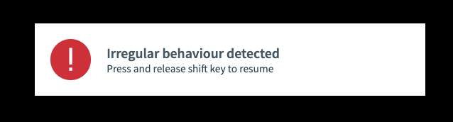 Top Hat notification banner: Irregular behavior detected.