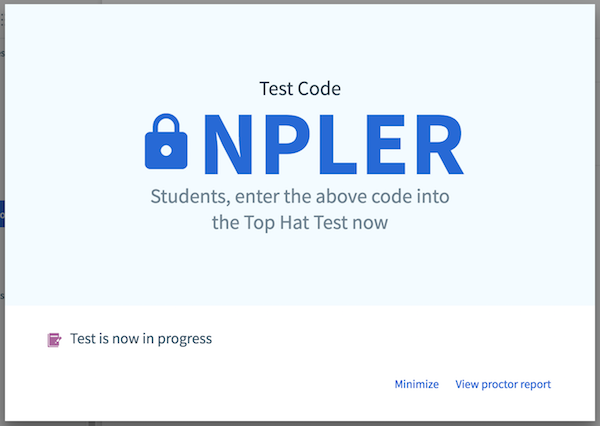 An alpha code displayed on a classroom screen for students to unlock their test.