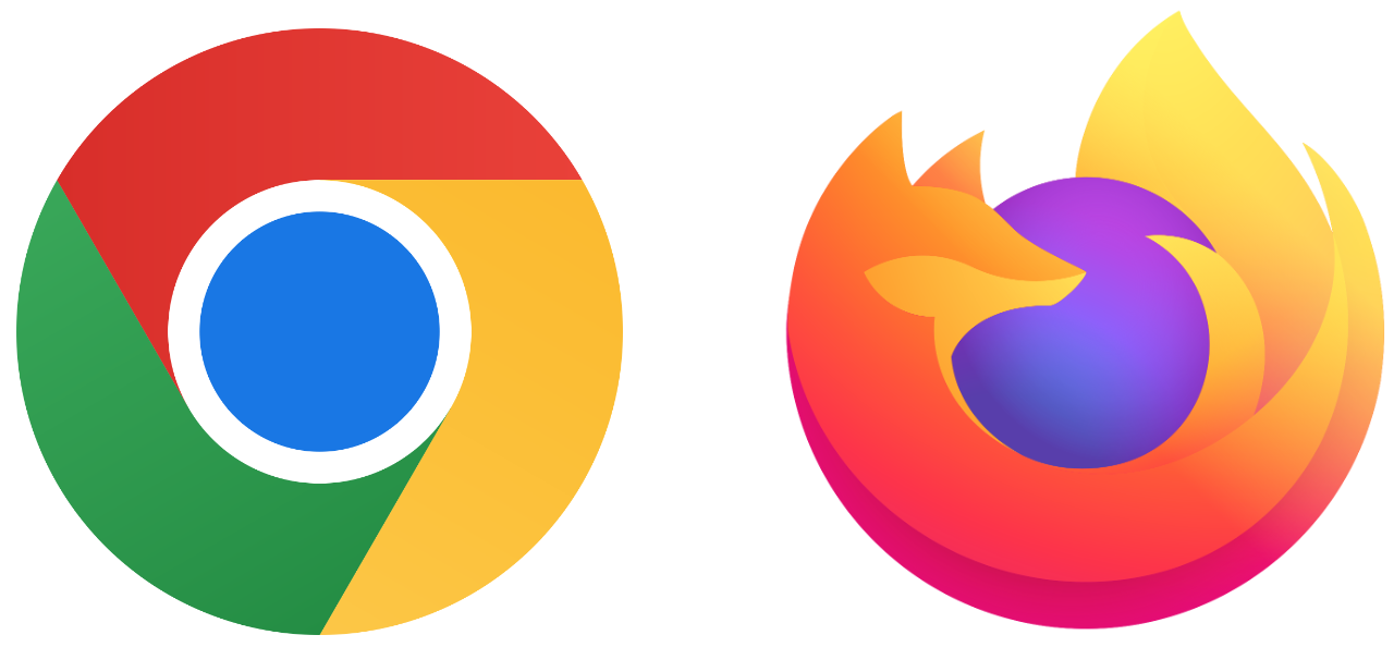 Logos for Google Chrome and Mozilla Firefox.
