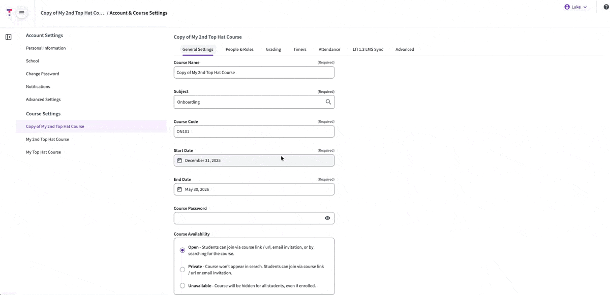 Animated GIF showing the process of entering an email address and selecting a role from the dropdown menu in the People & Roles tab.