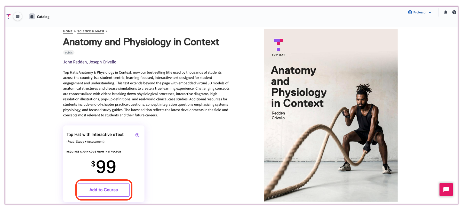 The preview header showing the purple 'Add to Course' button.