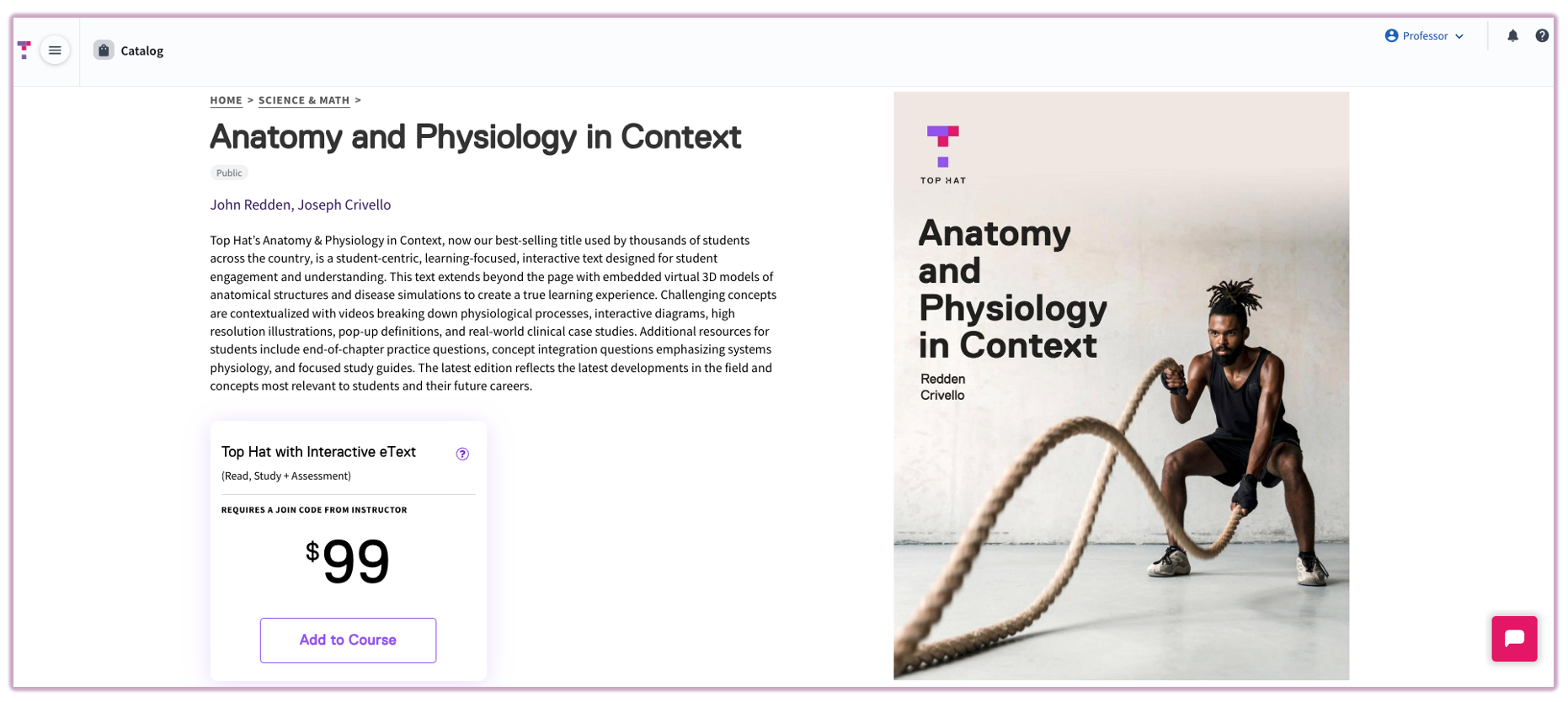 The textbook preview interface showing the content index on the left and the interactive page on the right.
