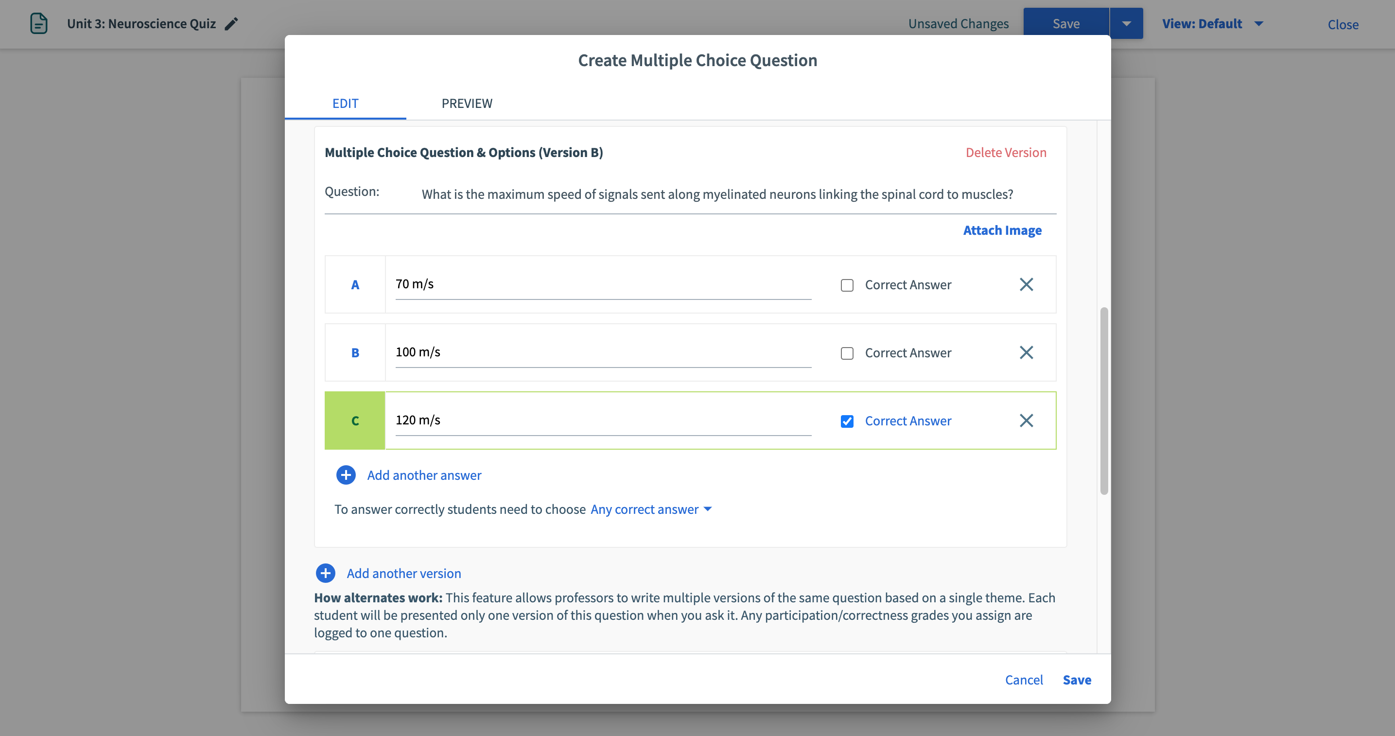 Educator: Multi-version questions (in Pages and Tests)