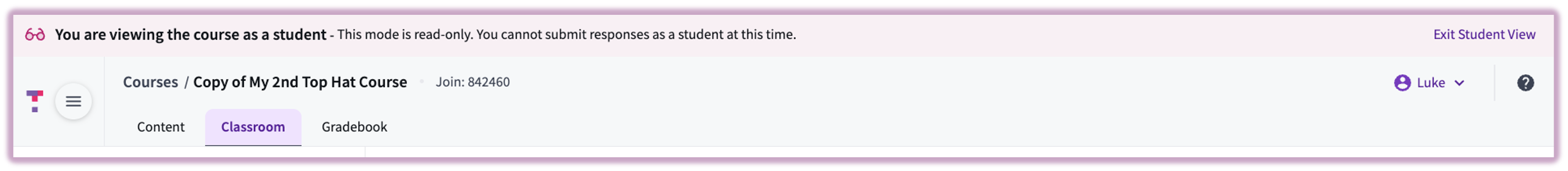 [Student View interface showing the 'This action is not available' message on an unsupported tab]