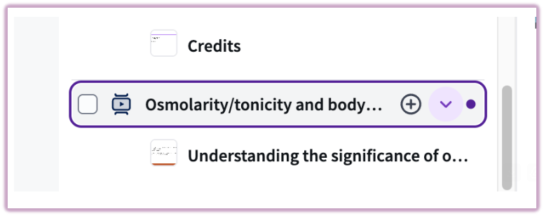 [Content tree highlighting the purple graph icon indicating a Lecture Insight report is ready]