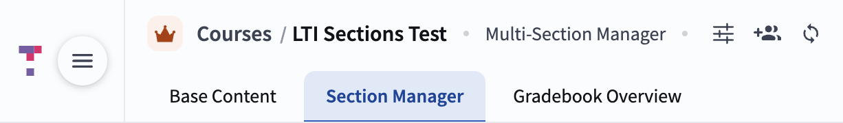 [Top Hat interface highlighting the Section Manager tab for course coordinators]
