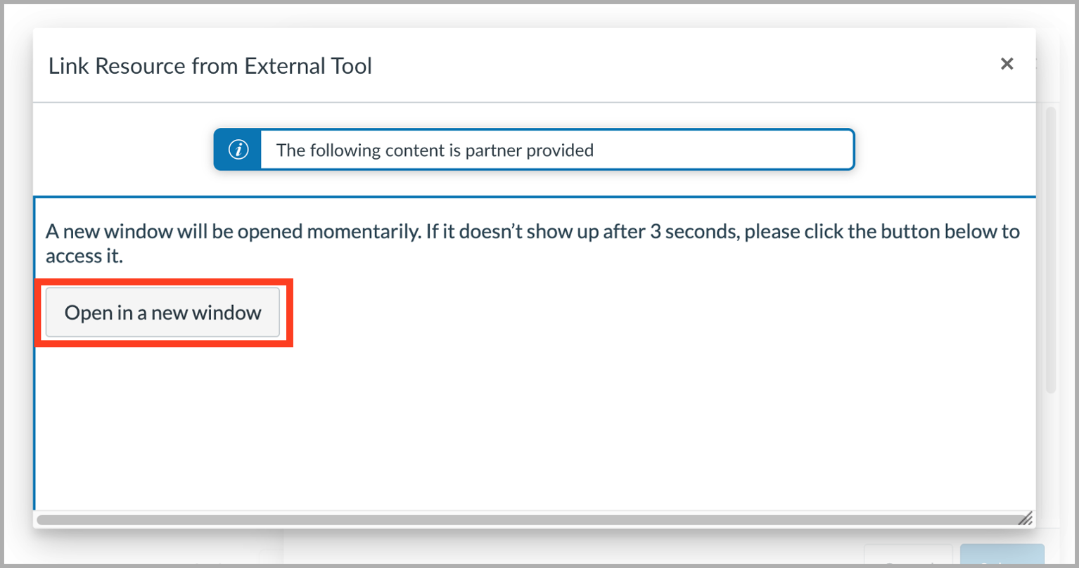 [Top Hat prompt indicating the deep link tool will open in a new window]